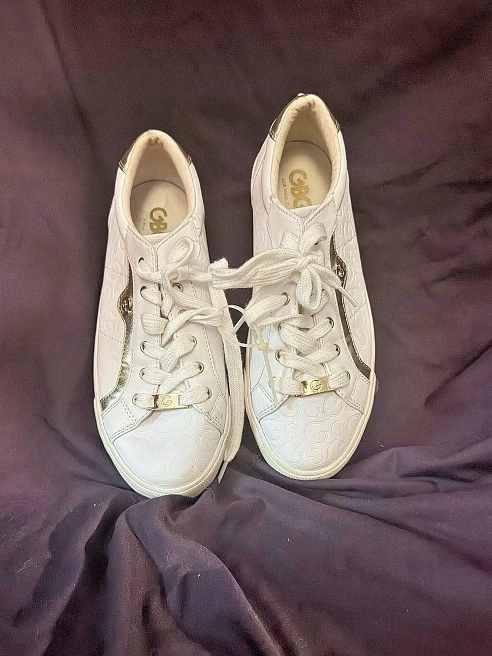 G by Guess Los Angeles White & Gold Sneakers
